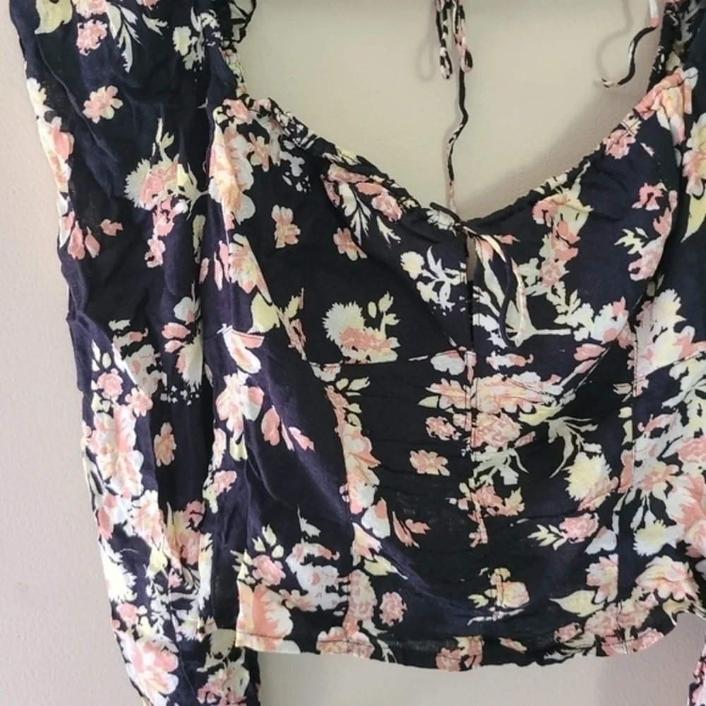 Free People‎ Hilary Printed Top Black Combo NWT